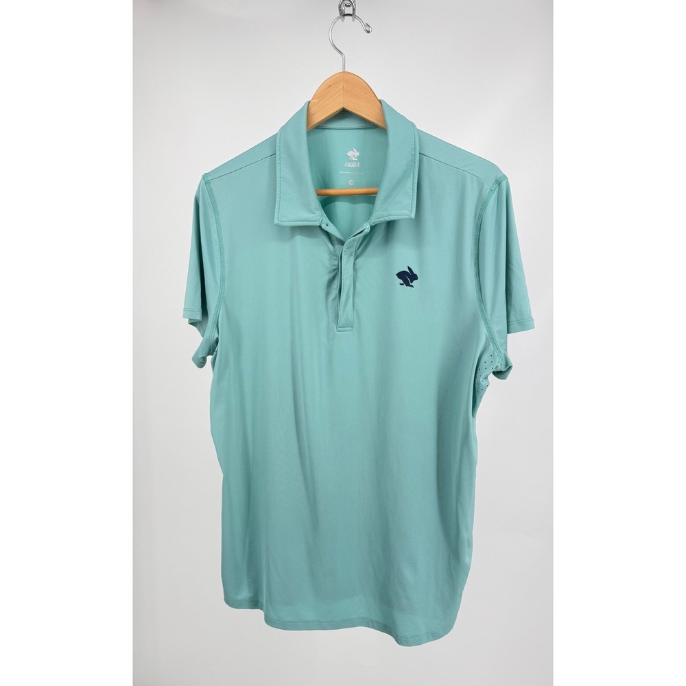 Rabbit Performance Polo Shirt Mens LG Mint Green UPF Athletic Running